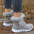 Women's Buckle Snow Ankle Boots – Thick Plush, Side Zipper, Flat