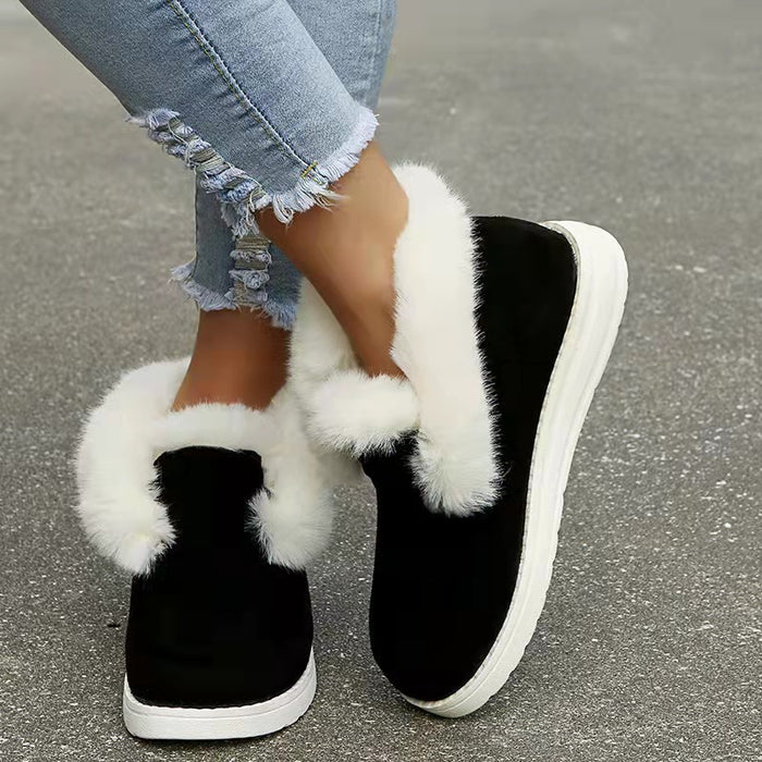 Women's Faux Fur Lined Snow Boots – Warm Suede Ankle Boots