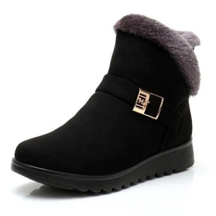 Women's Fur-Lined Ankle Boots with Buckle Detail
