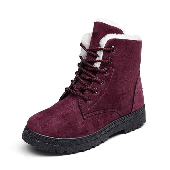 Women's Lace-Up Ankle Boots with Faux-Fur Lining