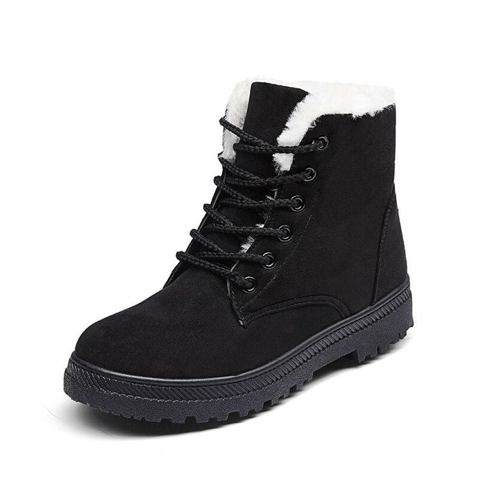 Women's Lace-Up Ankle Boots with Faux-Fur Lining