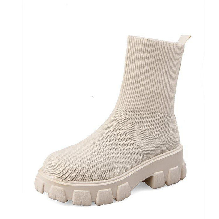 Women's Sock Ankle Boots with Chunky Platform Sole