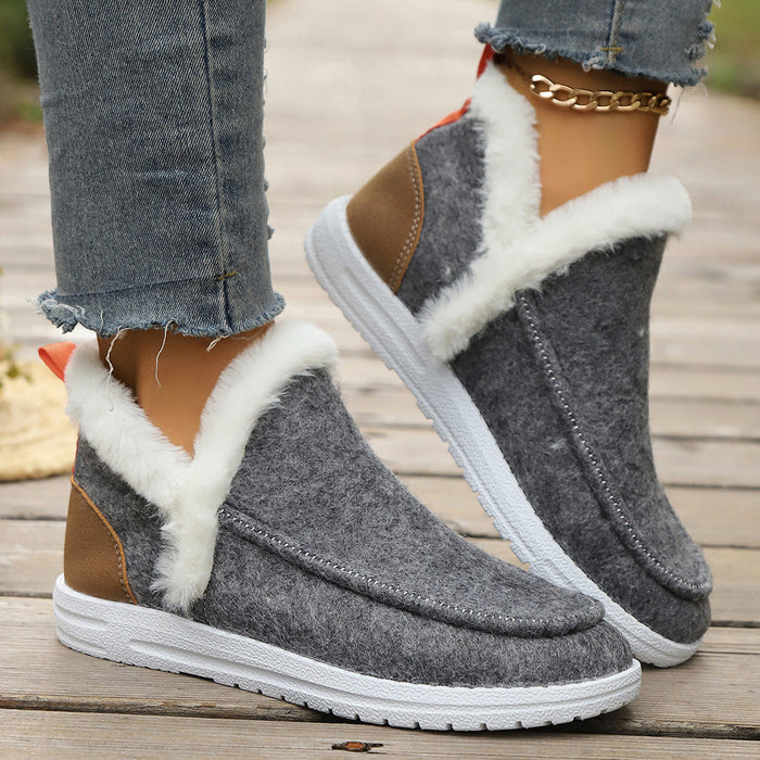 Fleece-Lined Slip-On Shoes with Wide Toe Box
