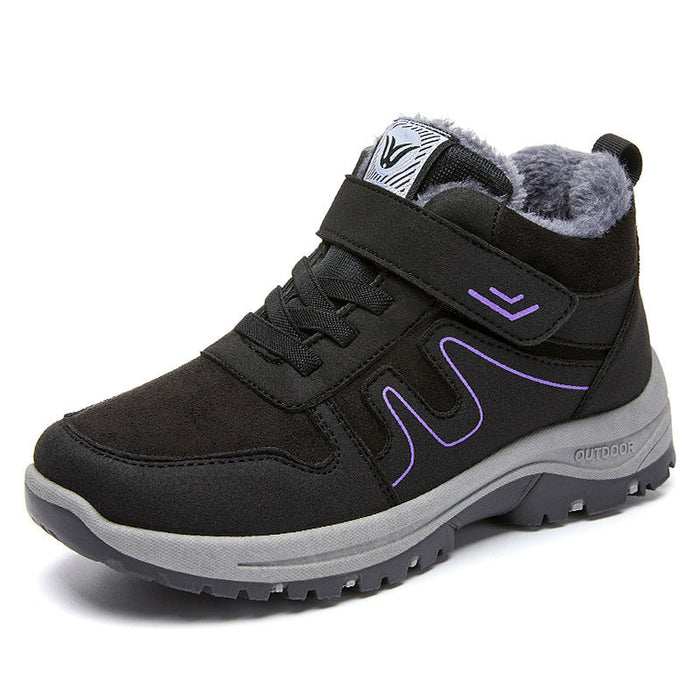 Fleece-Lined Winter Hiking Shoes with Hook-and-Loop Strap