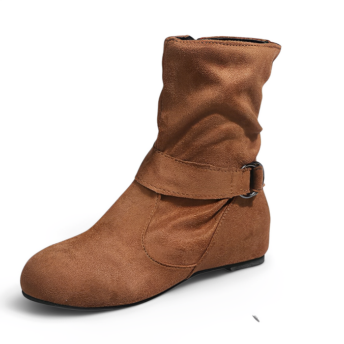 Women's Slouchy Ankle Boots with Side Zipper Round Toe