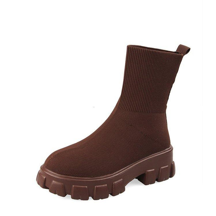 Women's Sock Ankle Boots with Chunky Platform Sole