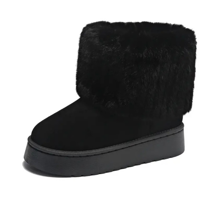 Women's Fur-Lined Snow Boots with Chunky Sole Slip-On