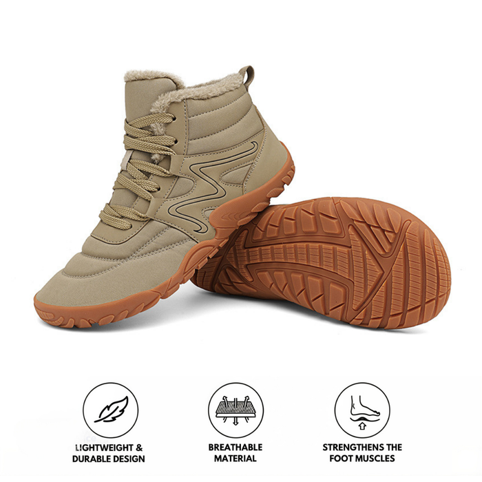 Men's Barefoot Winter Hiking Boots Waterproof Fleece-Lined