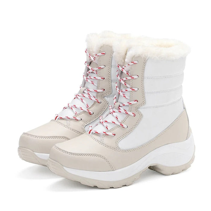 Women's Lace-Up Winter Boots with Faux Fur Trim