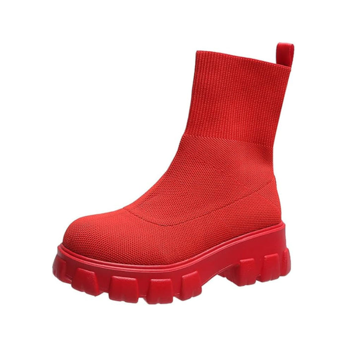 Women's Sock Ankle Boots with Chunky Platform Sole