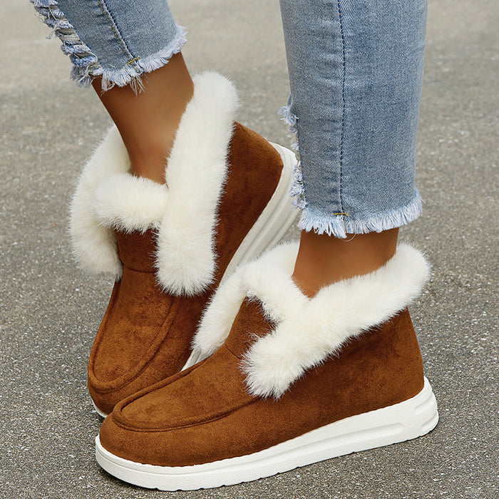 Women's Faux Fur Lined Snow Boots – Warm Suede Ankle Boots