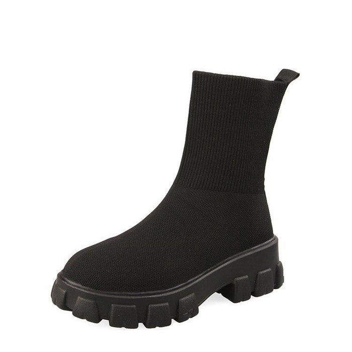 Women's Sock Ankle Boots with Chunky Platform Sole