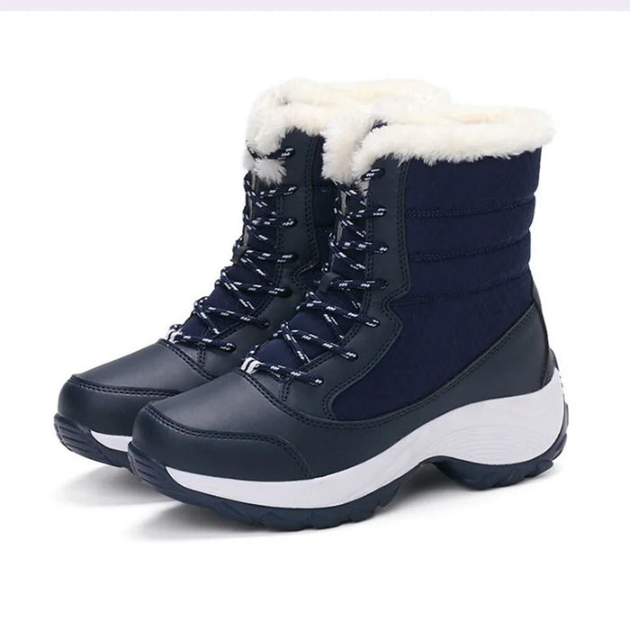 Women's Lace-Up Winter Boots with Faux Fur Trim