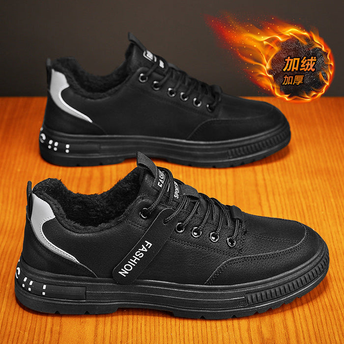 Men's Fleece-Lined Sneakers Non-Slip Barefoot Sole