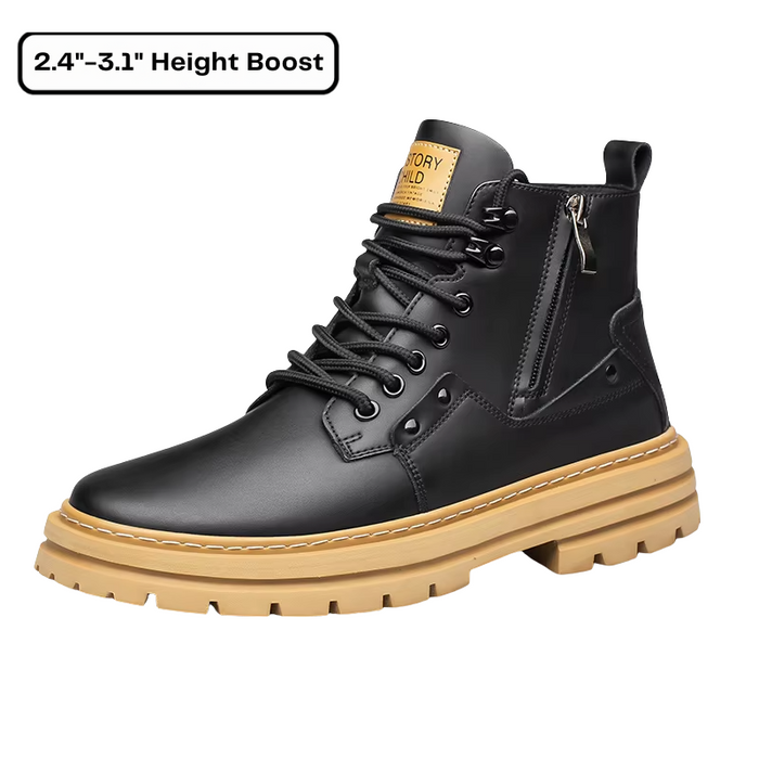 Men's Platform Lace-Up Ankle Boots with Height Boost