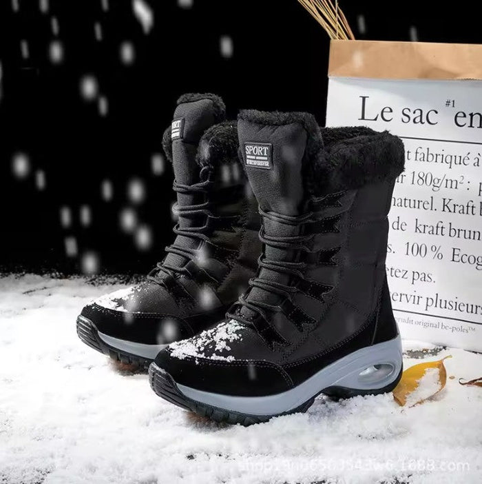 Women's Fleece-Lined Waterproof Winter Boots with Barefoot Sole