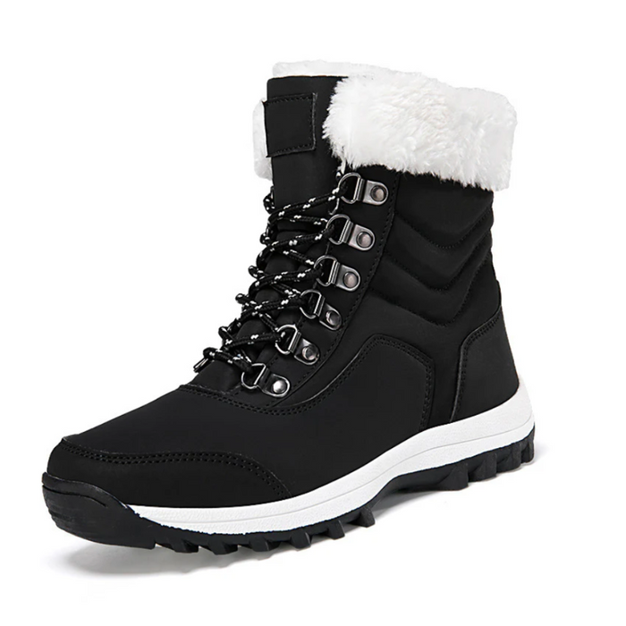 Women's Lace-Up Winter Boots with Faux Fur Trim