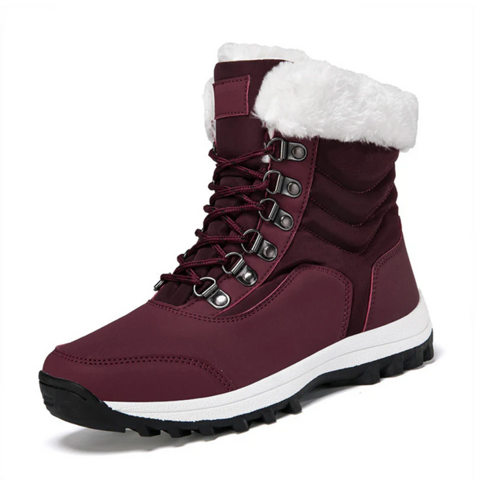 Women's Lace-Up Winter Boots with Faux Fur Trim