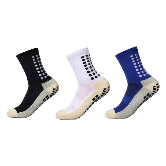 Non-Slip Grip Crew Socks with Traction Sole for Sports