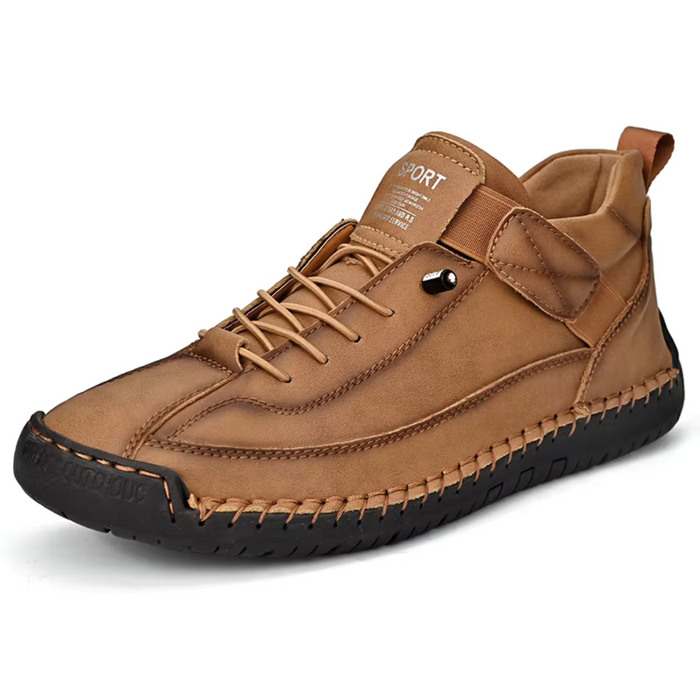 Men's Hand-Stitched Ankle Boots with Arch Support and Wide Toe Box