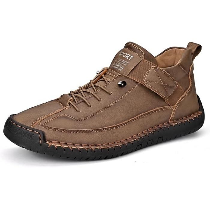 Men's Hand-Stitched Ankle Boots with Arch Support and Wide Toe Box