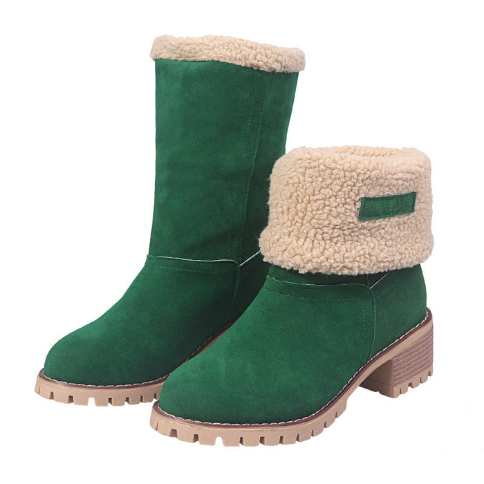 Women's Fleece-Lined Ankle Boots with Block Heel