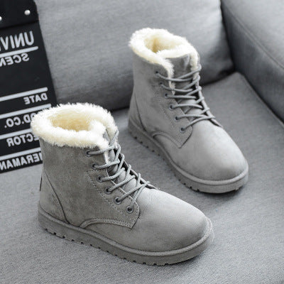 Women's Fleece-Lined Lace-Up Ankle Boots with Barefoot Sole