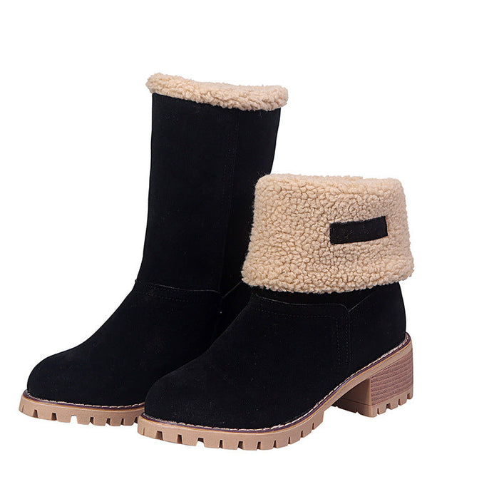 Women's Fleece-Lined Ankle Boots with Block Heel