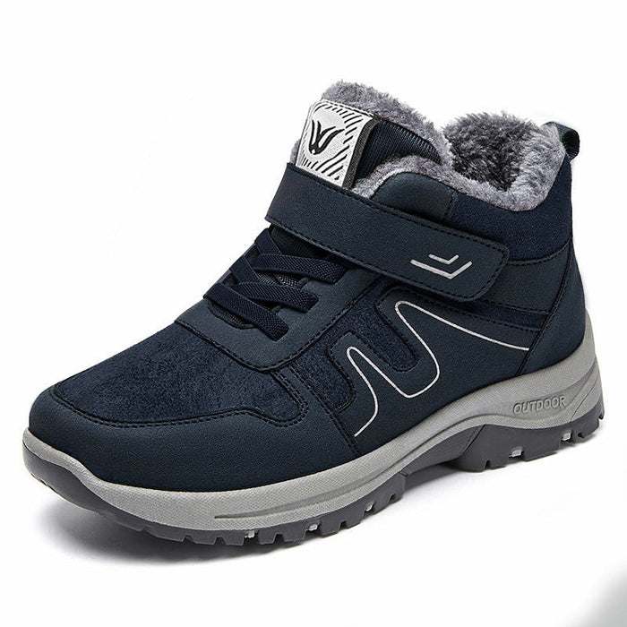 Fleece-Lined Outdoor Sneakers Hook-and-Loop Strap