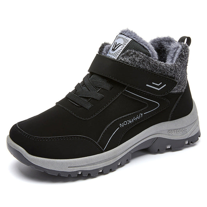Fleece-Lined Winter Sneakers with Hook-and-Loop Strap