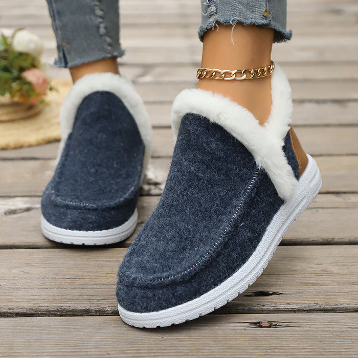 Fleece-Lined Slip-On Shoes with Wide Toe Box