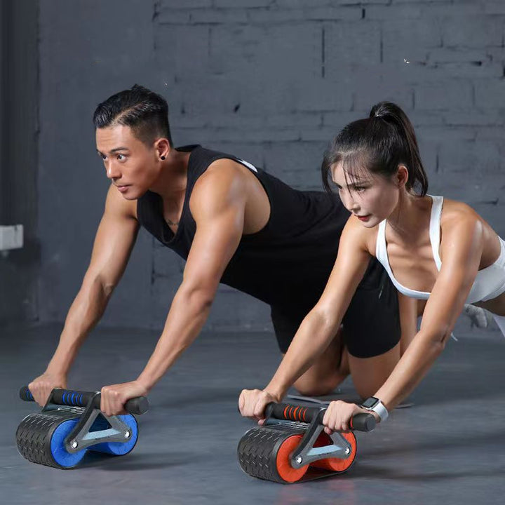 Double ab roller wheel with kneeling pad