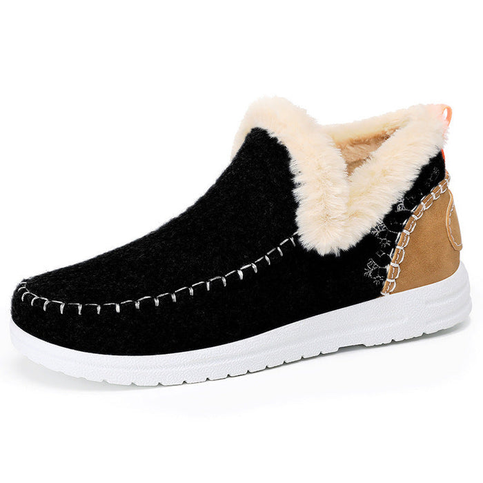 Women's Slip-On Ankle Boots Fleece-Lined with Wide Toe Box