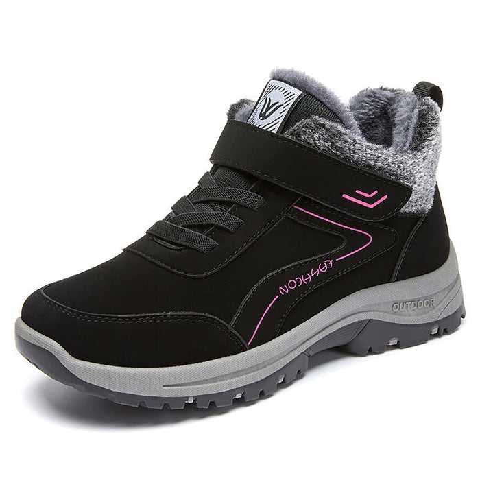 Fleece-Lined Winter Sneakers with Hook-and-Loop Strap