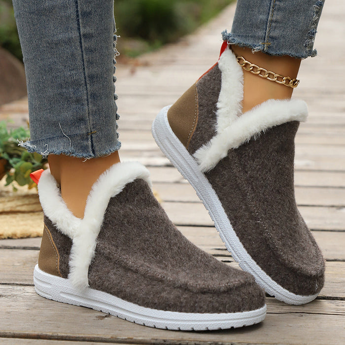 Fleece-Lined Slip-On Shoes with Wide Toe Box