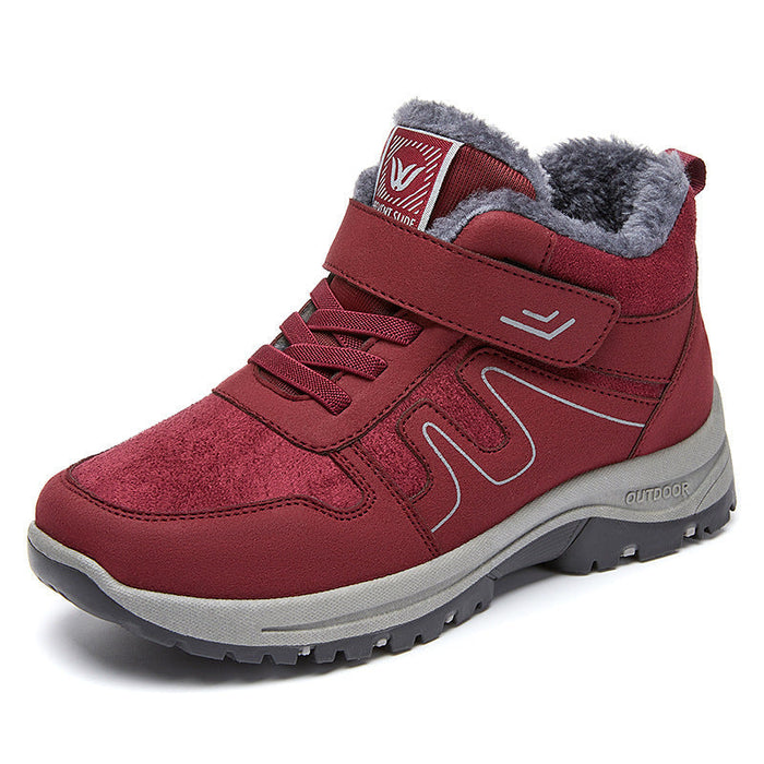 Fleece-Lined Winter Hiking Shoes with Hook-and-Loop Strap