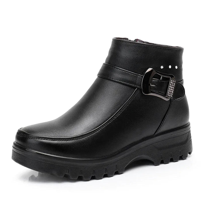 Women's Ankle Boots with Buckle Detail and Lugged Sole