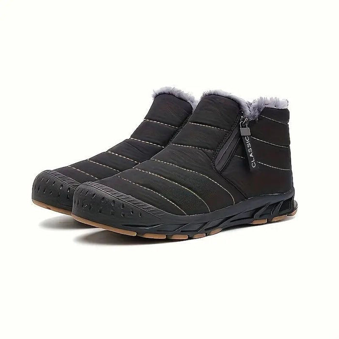 Men's Waterproof Quilted Ankle Boots with Faux Fur