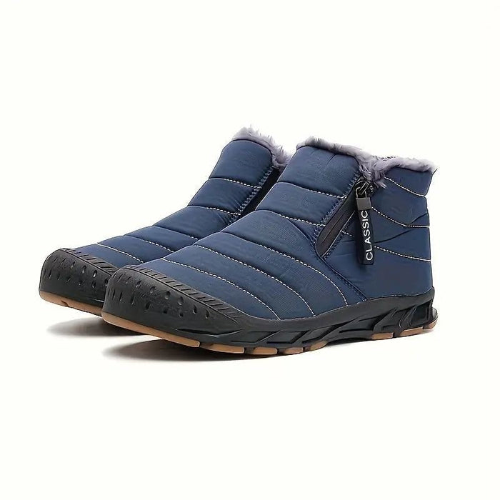 Men's Waterproof Quilted Ankle Boots with Faux Fur