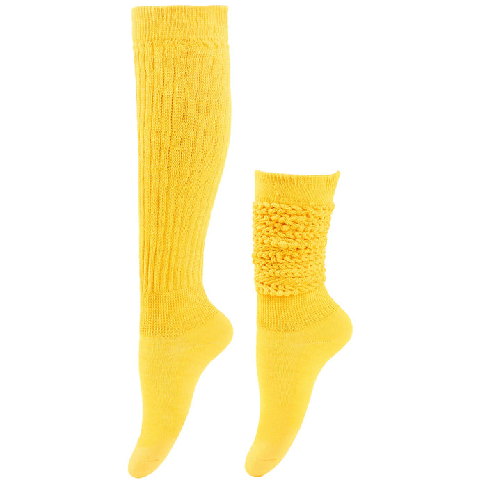 Calf-Length Knit Socks with Ribbed Cuff and Cable Detail