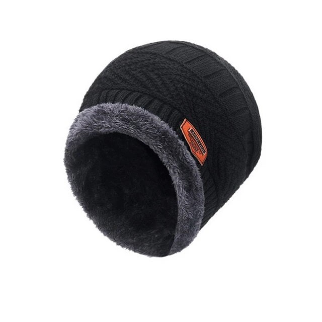 Fleece-Lined Knit Beanie and Scarf Set Winter Neck Warmer
