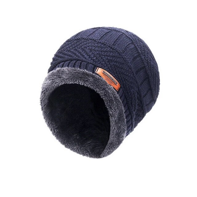Fleece-Lined Knit Beanie and Scarf Set Winter Neck Warmer