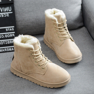 Women's Fleece-Lined Lace-Up Ankle Boots for Winter