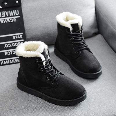 Women's Fleece-Lined Lace-Up Ankle Boots for Winter