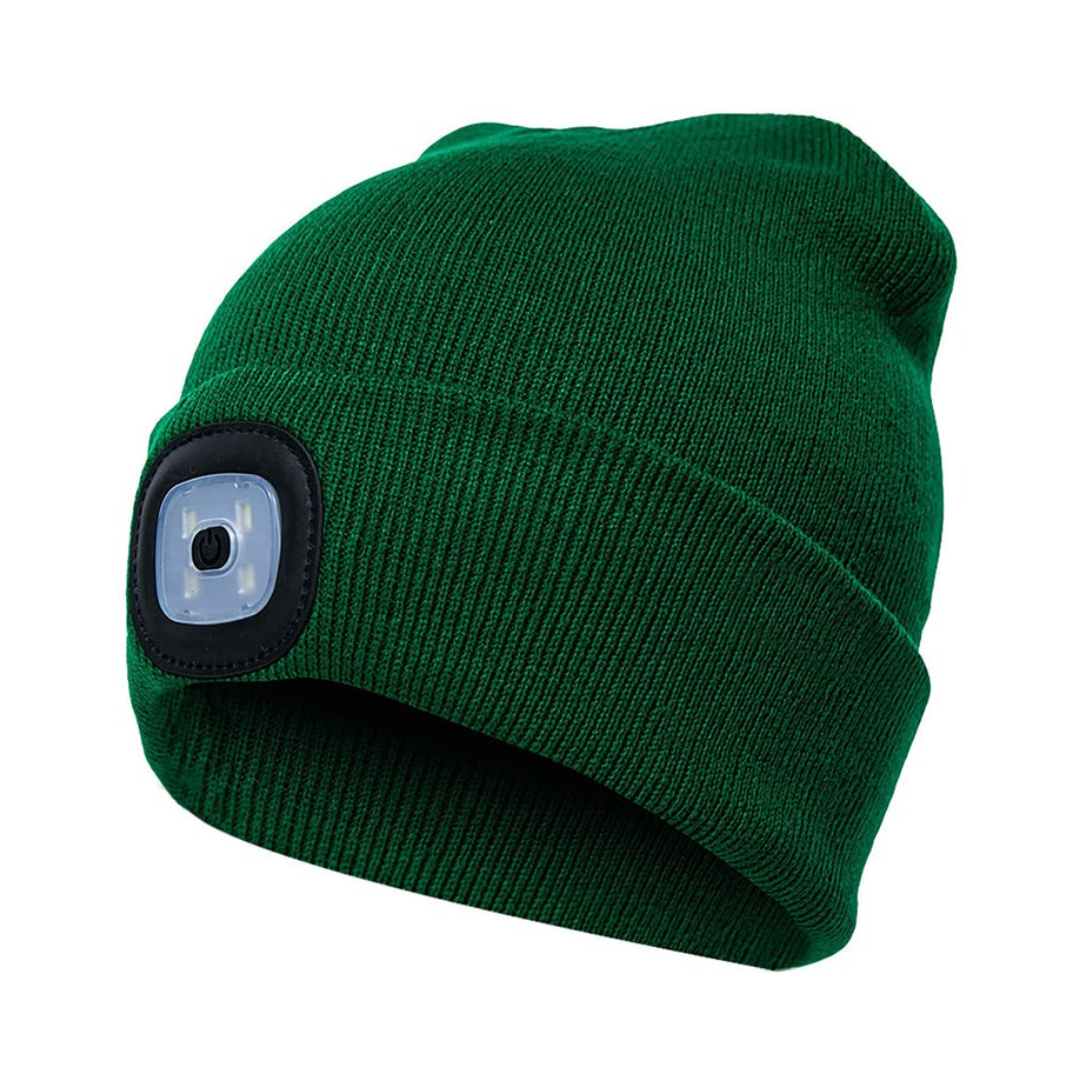 LED Headlamp Beanie - Rechargeable Hands-Free Lighted Winter Hat