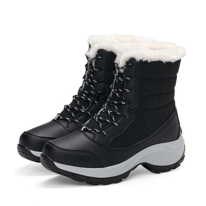 Women's Lace-Up Winter Boots with Faux Fur Trim
