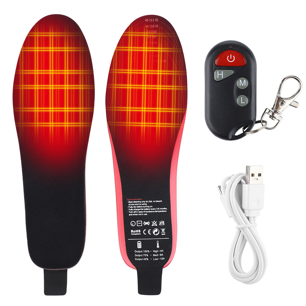 Pair of heated insoles with remote