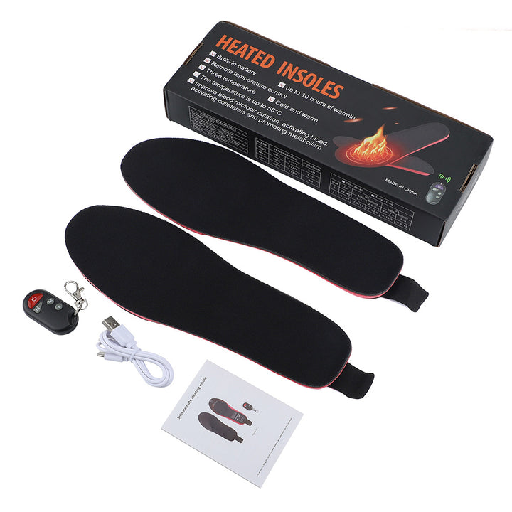 Pair of heated insoles with remote