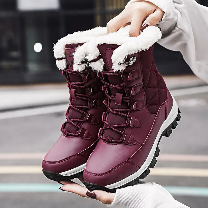 Women's Fleece-Lined Lace-Up Winter Boots Waterproof