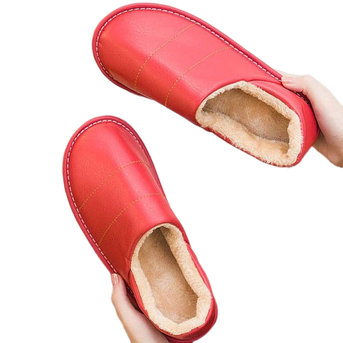 Women's Waterproof Slip-On Slippers with Fur Lining
